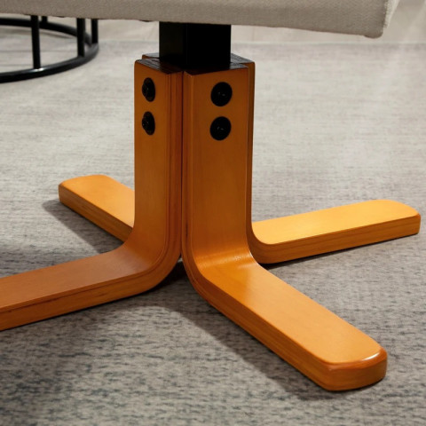 Polohovací masážní křeslo s taburetem | krémově bílé č.5