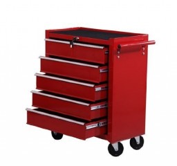 Dielenský vozík na náradie s 5 zásuvkami | červený