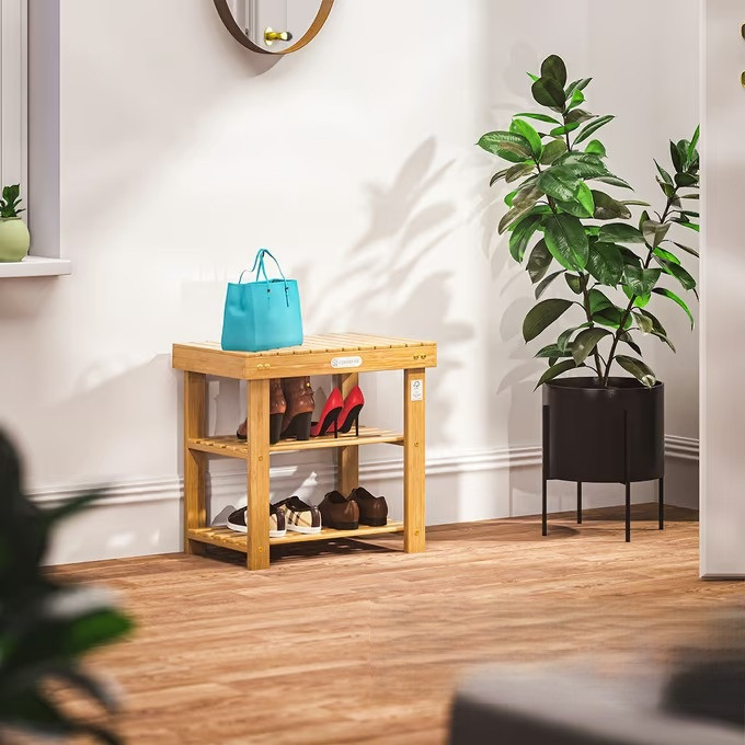Botník 2 v 1 z akáciového dřeva 50x33x46cm