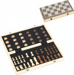 Šachová skládací sada 38,5 x 38,5 cm | bílá + ořech č.1
