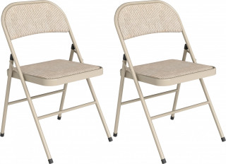 2 skládací čalouněné židle s umělým plátnem 45 x 46 x 78 cm | béžové č.1