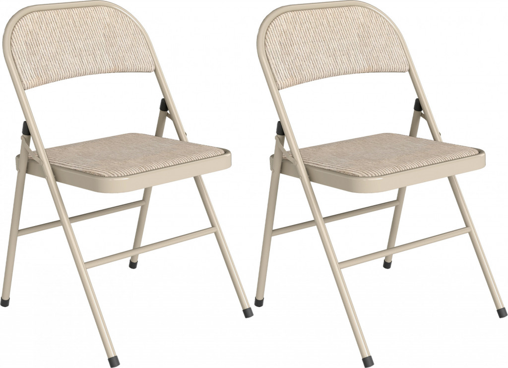 2 skládací čalouněné židle s umělým plátnem 45 x 46 x 78 cm | béžové