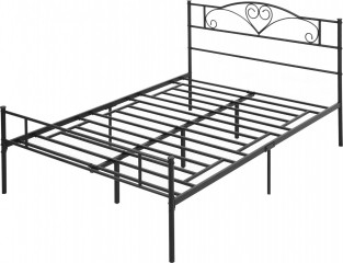 Ocelový rám postele s lamelovým roštem 140 x 200 cm | černý Ocelový rám postele s lamelovým roštem 140 x 200 cm | černý