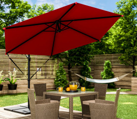 Hliníkový slunečník se stojanem a klikou | červený č.1