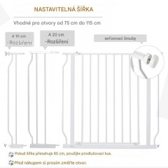 Bezpečnostní branka do dveří pro psy 75-115 cm | bílá č.2