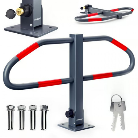 Skládací parkovací zábrana z robustní oceli | Šedá / Červená č.4