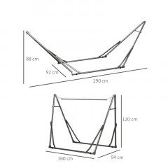Stojan na houpací síť, 290 x 92 x 88 cm | černý + stříbrný č.2