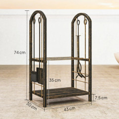 Stojan na palivové dřevo 43 x 30 x 74cm | černý č.3