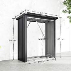 Regál na palivové dřevo 150 x 66,5 x 150 cm | tmavě šedý č.3
