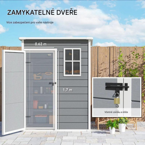 Plastová zahradní kůlna 151 x 92 x 193 cm | šedá č.4