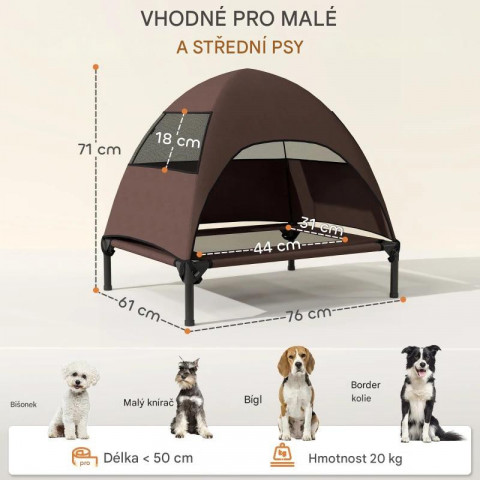 Venkovní pelíšek pro psy se stříškou, 76 x 61 x 71 cm | kávový č.4