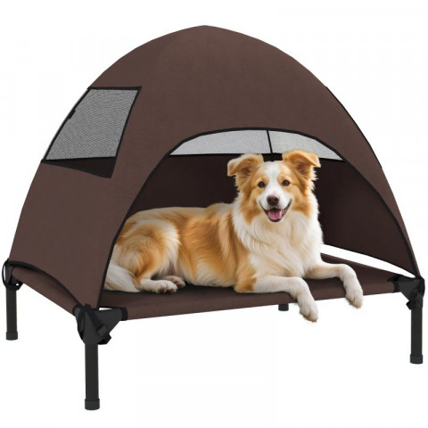 Venkovní pelíšek pro psy se stříškou, 76 x 61 x 71 cm | kávový č.5