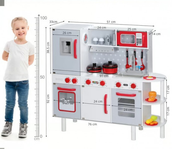 Dětská dřevěná kuchyňka s 38 dílným příslušenstvím č.6
