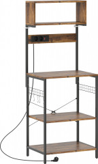 Kuchyňský stojící regál, 5 police, 60 x 42 x 153 cm | rustikálně hnědý č.1