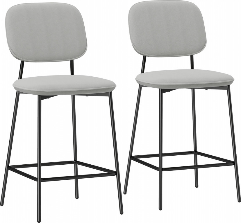 Barové židle s podnožkou 45 x 49 x 102 cm | světle šedé