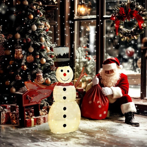 Vánoční dekorace sněhulák s 78 LED světýlky č.4