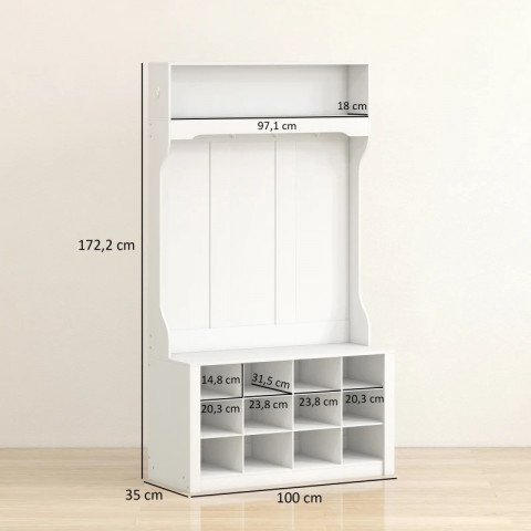 Věšák do předsíně s botníkem | bílý č.4