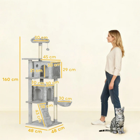 Škrabadlo se sisalovými sloupky, 160 cm | světle šedé č.3