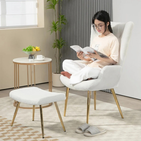 Křeslo s taburetem | bílé č.4