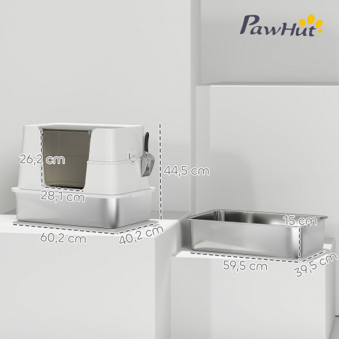 Kočičí toaleta 60,2 x 40,2 x 44,5 cm | světle šedá č.3