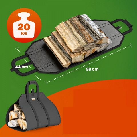 Stojan na dřevo antracitový s krytem + taška 198x163x70cm č.3