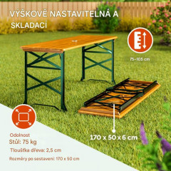 Výškově nastavitelný pivní stolek s otvorem pro slunečník č.2