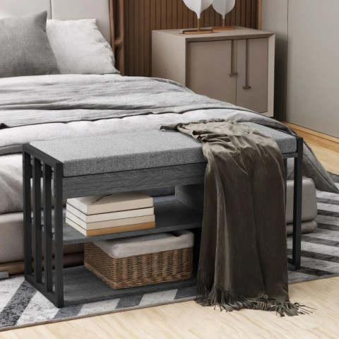 Botník s čalouněným sedákem, 86 x 30 x 45,4 cm | šedý č.4