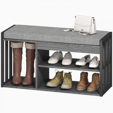 Botník s čalouněným sedákem, 86 x 30 x 45,4 cm | šedý č.7