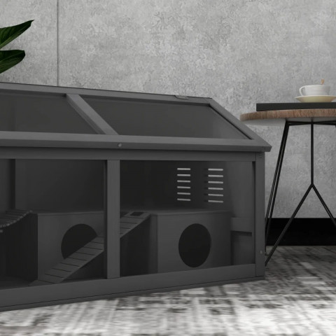 Dřevěná klec pro malá zvířata, 85 x 45 x 44 cm | tmavě šedá č.5