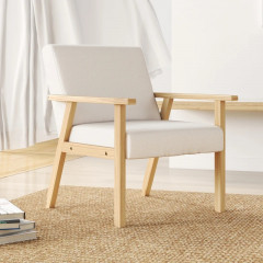 Čalouněné křeslo s područkami | krémově bílé č.1