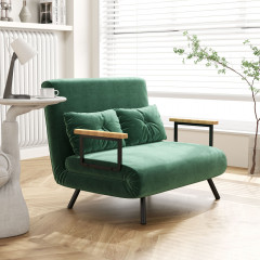 Rozkládací dvoumístná sametová pohovka | zelená č.1