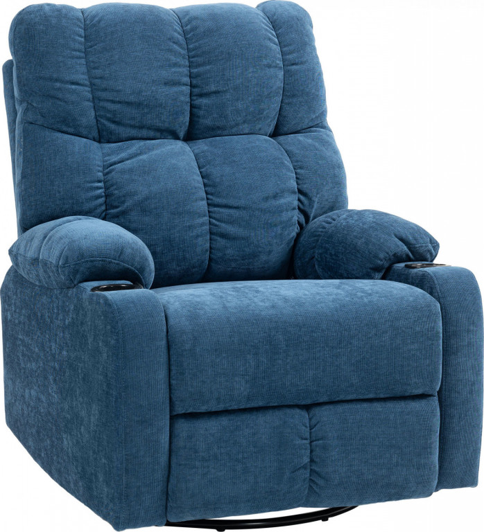 Luxusní otočné polohovací křeslo s podnožkou | tmavě modré