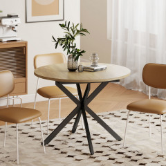 Rozkládací kulatý jídelní stůl pro 4-6 osob | přírodní č.1