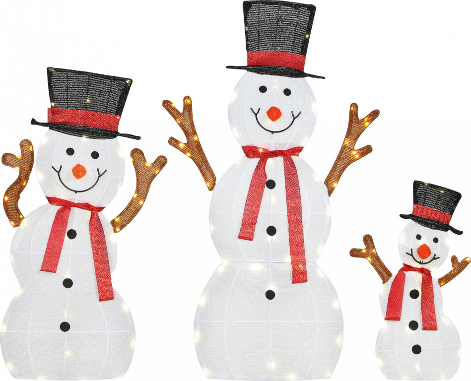 Vánoční dekorace rodiny sněhuláků | vícebarevná