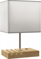 Stolní lampa s masivním dřevěným podstavcem | přírodní + bílá č.1