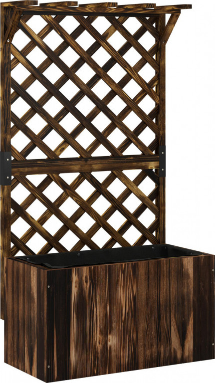 Vyvýšený záhonový květináč s mříží pro popínavé rostliny 64 x 33 x 122 cm | hnědý