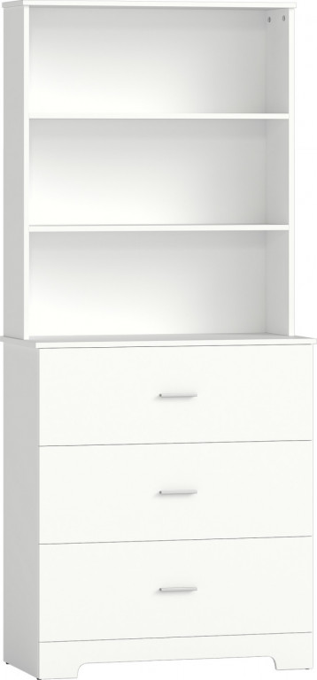 Vitrína se 3 zásuvkami a 3 otevřenými policemi | bílá