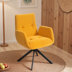 Otočné čalouněné křeslo s područkami | žluté