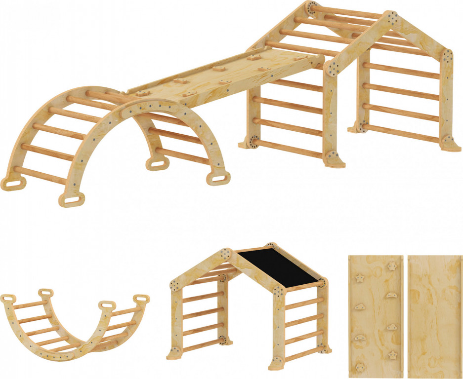 Dřevěná Montessori prolézačka 9v1 | přírodní