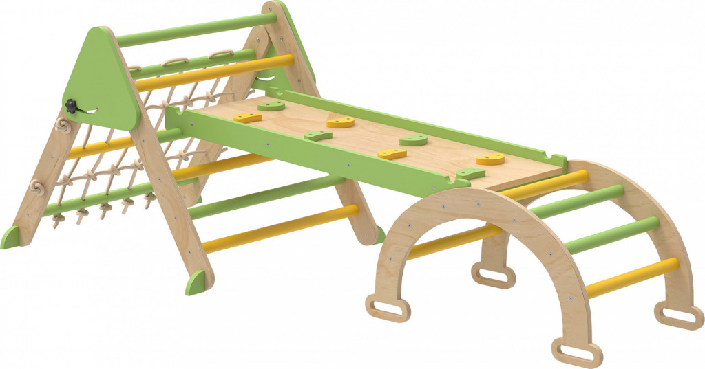 Dřevěná Montessori prolézačka 8v1 | zelená