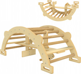 Dřevěná Montessori prolézačka 2v1 | přírodní č.1