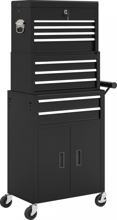 Dílenský vozík s 9 přihrádkami | černý