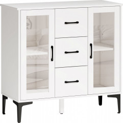 Příborník se 3 zásuvkami a nastavitelnými policemi | bílá č.1