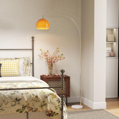 Oblouková stojací lampa s praktickým nožním spínačem | bílá/oranžová č.1
