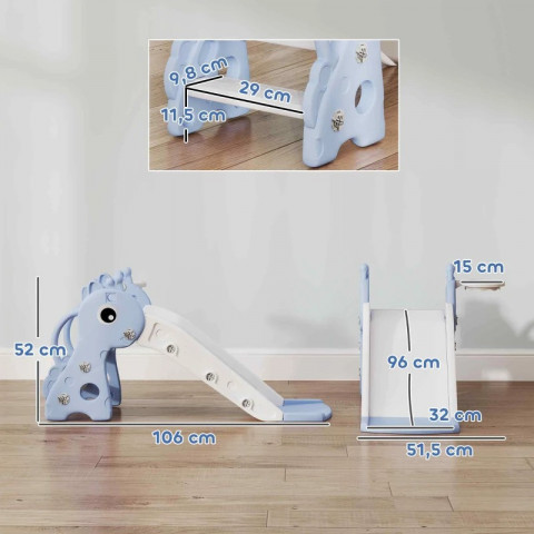 Dětská skluzavka, 3 v 1, 106 x 51,5 x 52 cm | modrá č.4