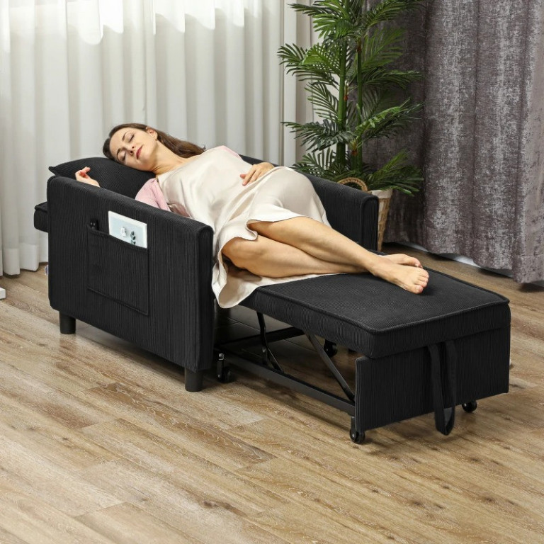 Křeslo na spaní 3 v 1 | černé