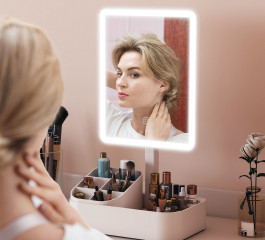 Praktické kosmetické zrcátko s LED osvětlením | bílé