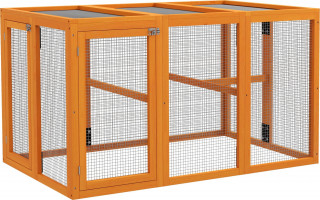 Kurník s výběhem pro chov kuřat 140 x 84,5 x 80,5 cm | oranžový
