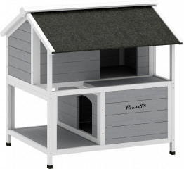 Dřevěný zateplený domeček pro kočky 80 x 93 x 95 cm | šedý č.1