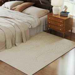 Protiskluzový koberec s vysokým vlasem 200 x 140 cm | krémově bílý